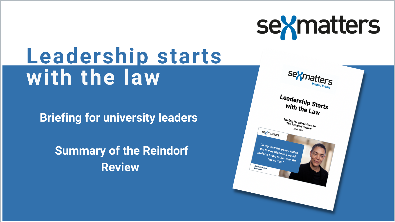 Cover of the report: Leadership Starts with the Law