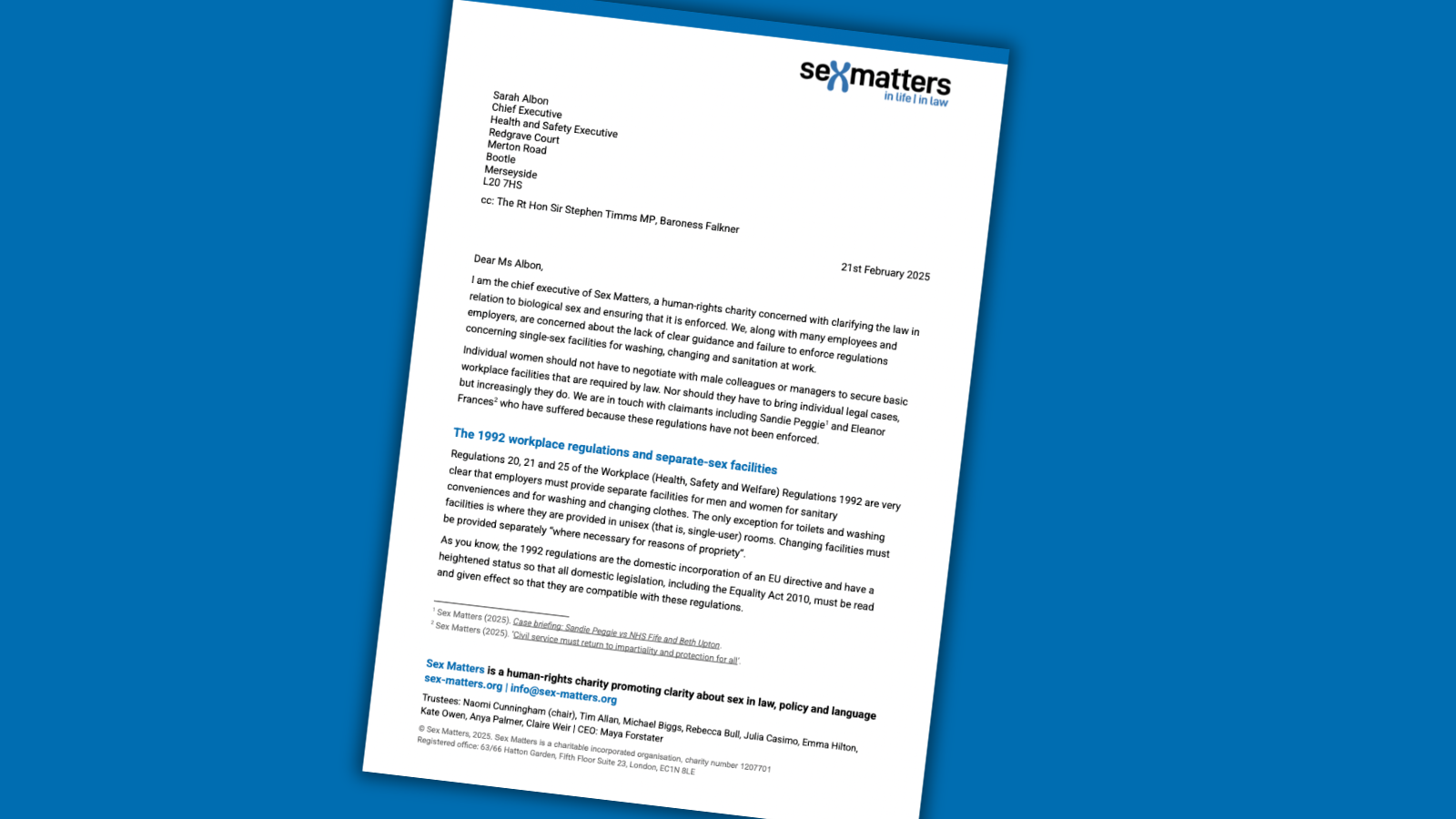 Letter to HSE