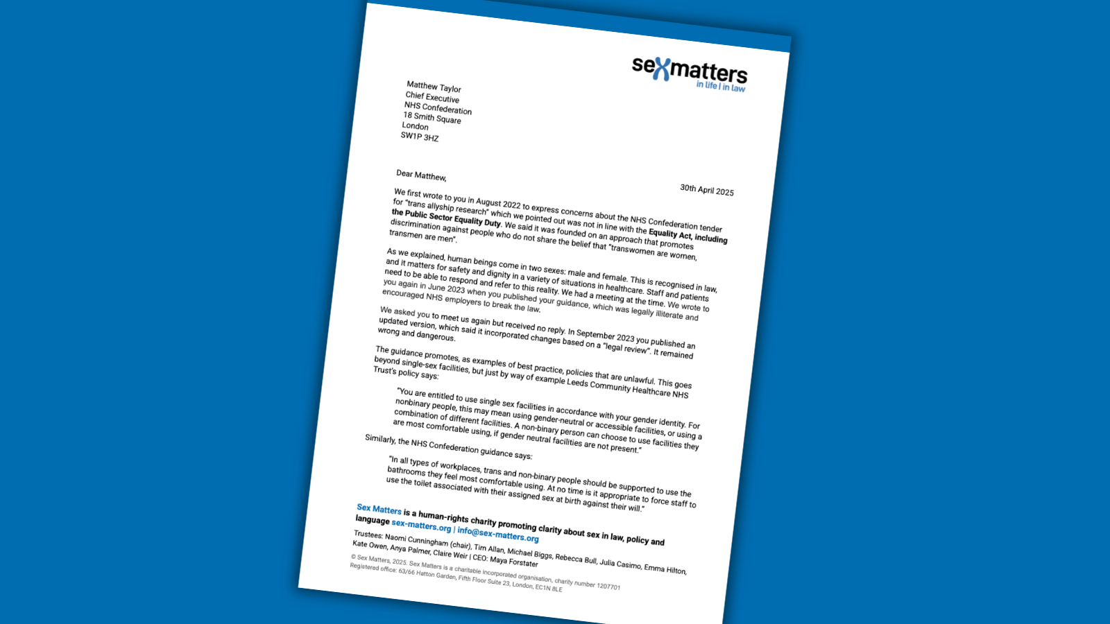 Letter to NHS Confederation