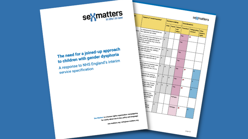 A response to NHS England’s interim service specification