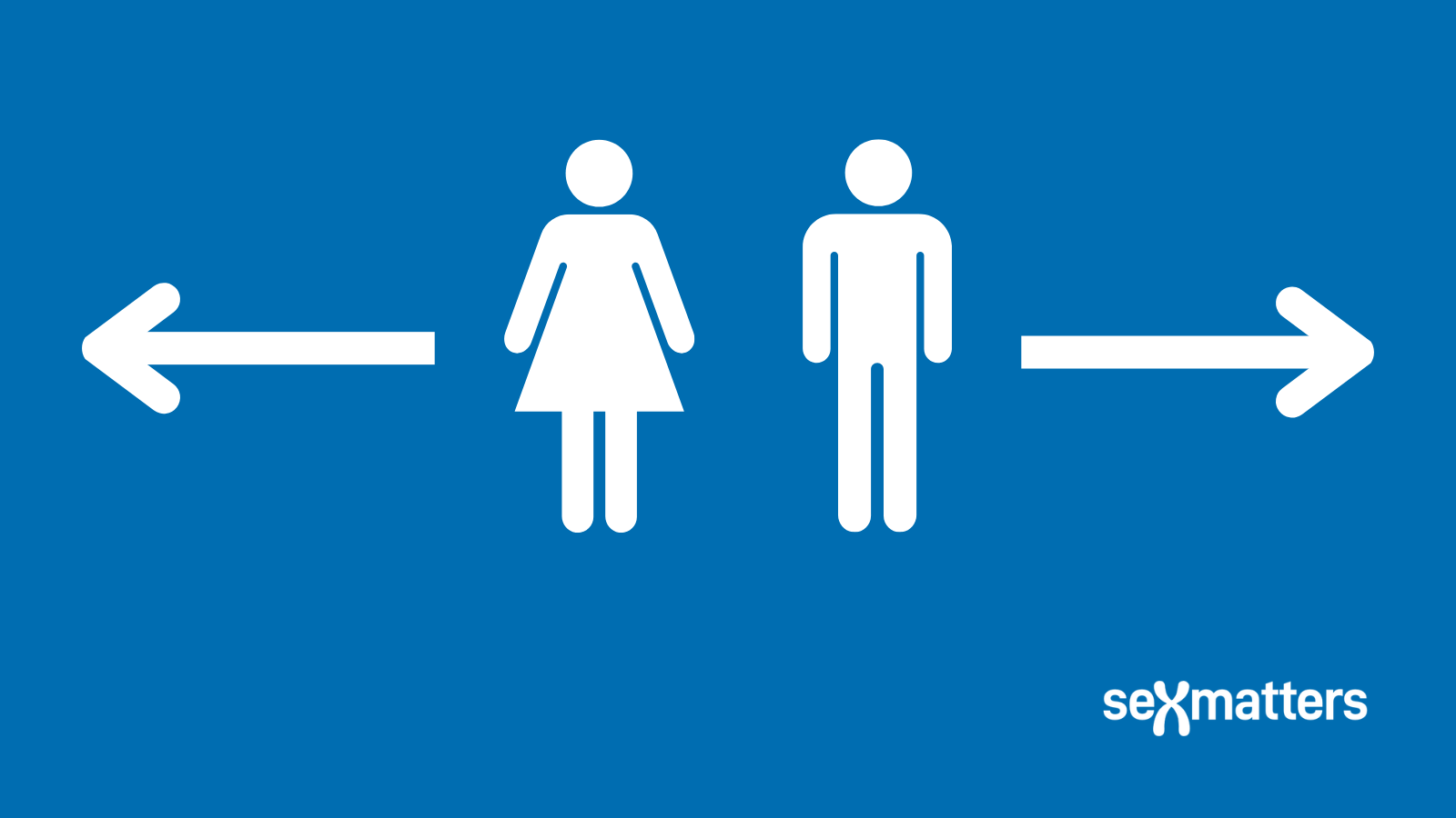 Male icon and arrow; female icon and arrow, pointing opposite ways
