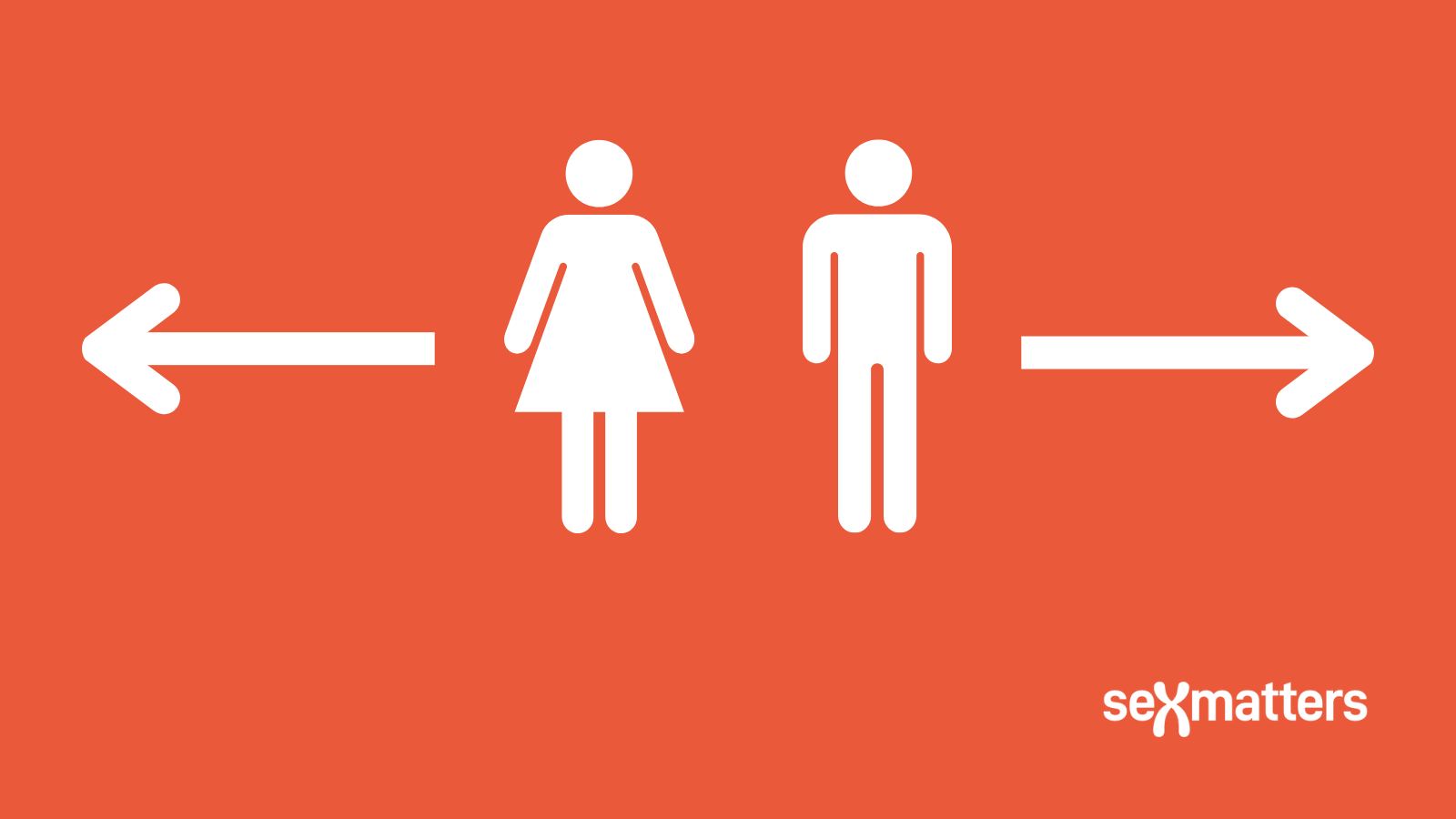 Male icon and arrow; female icon and arrow, pointing opposite ways